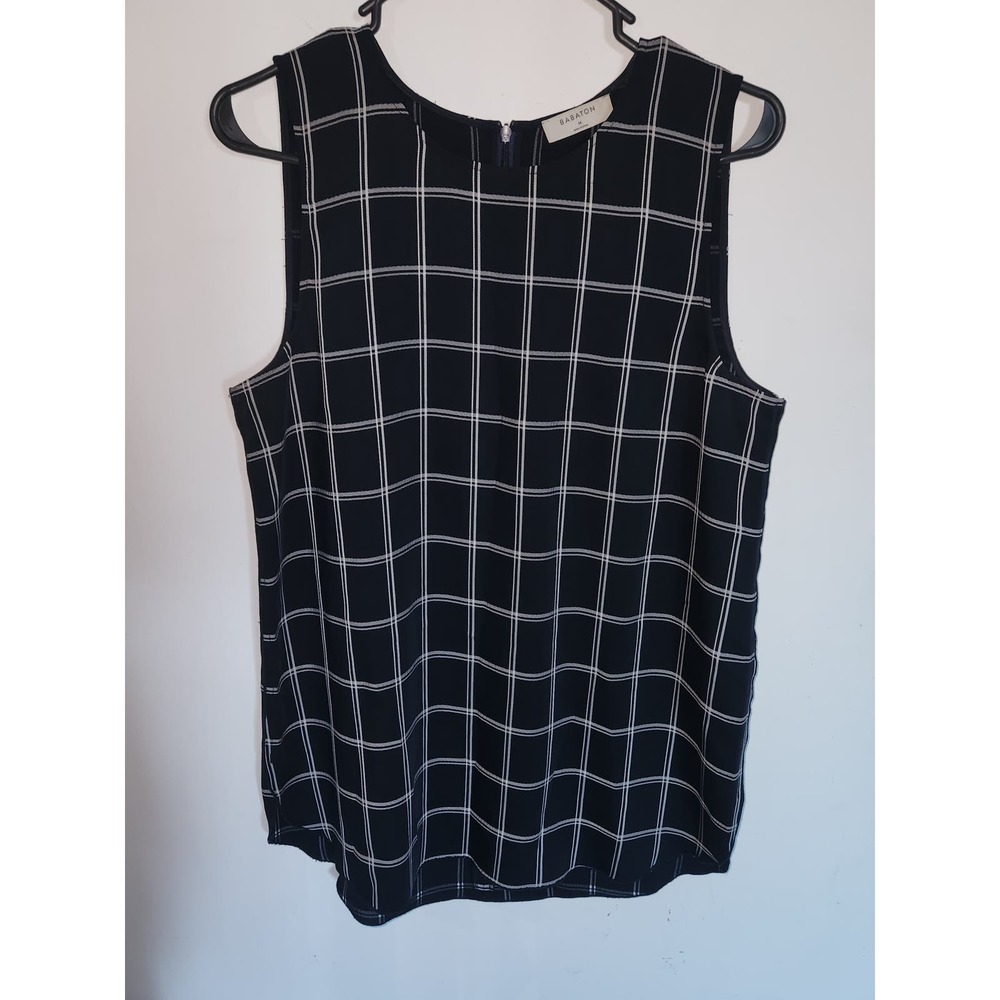 Babaton Black Windowpane Sleeveless Blouse
